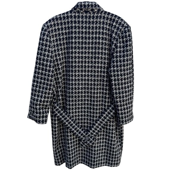 Bestrend Vintage Black & White Houndstooth Wool Blend Chic Outerwear Dress Coat - Picture 4 of 11